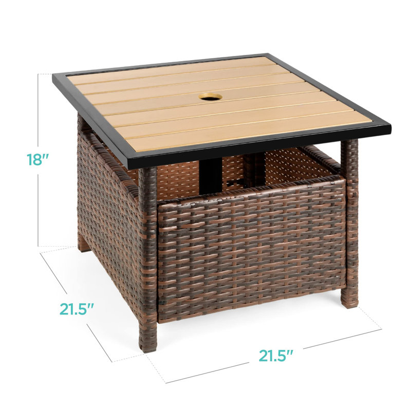 Table d'appoint d'extérieur carrée L 21,5 po x l 21,5 po Roskilde, Brun, Brun