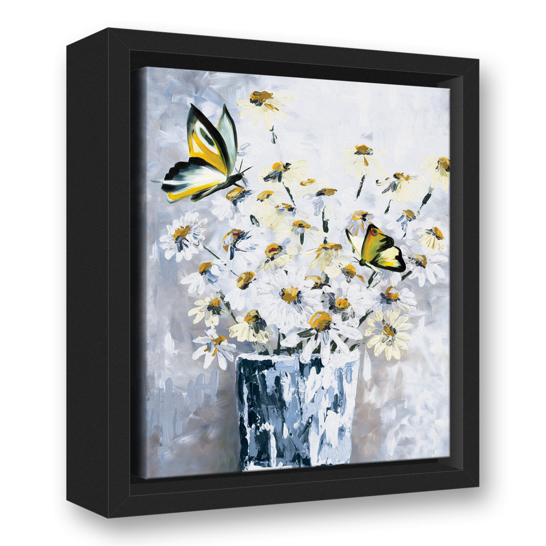 " Yellow Butterflys And Daisys " Painting Print August Grove® 