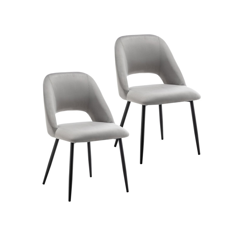Vendrina Velvet Dining Chair with Steel Legs, Gray