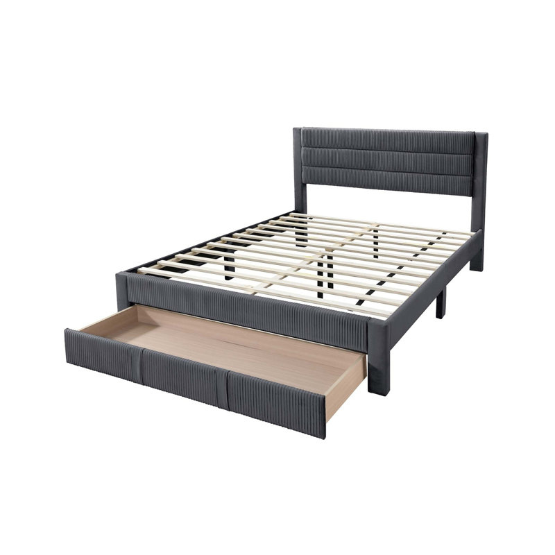 Lit plateforme Charles avec tiroir sous le lit, Anthracite