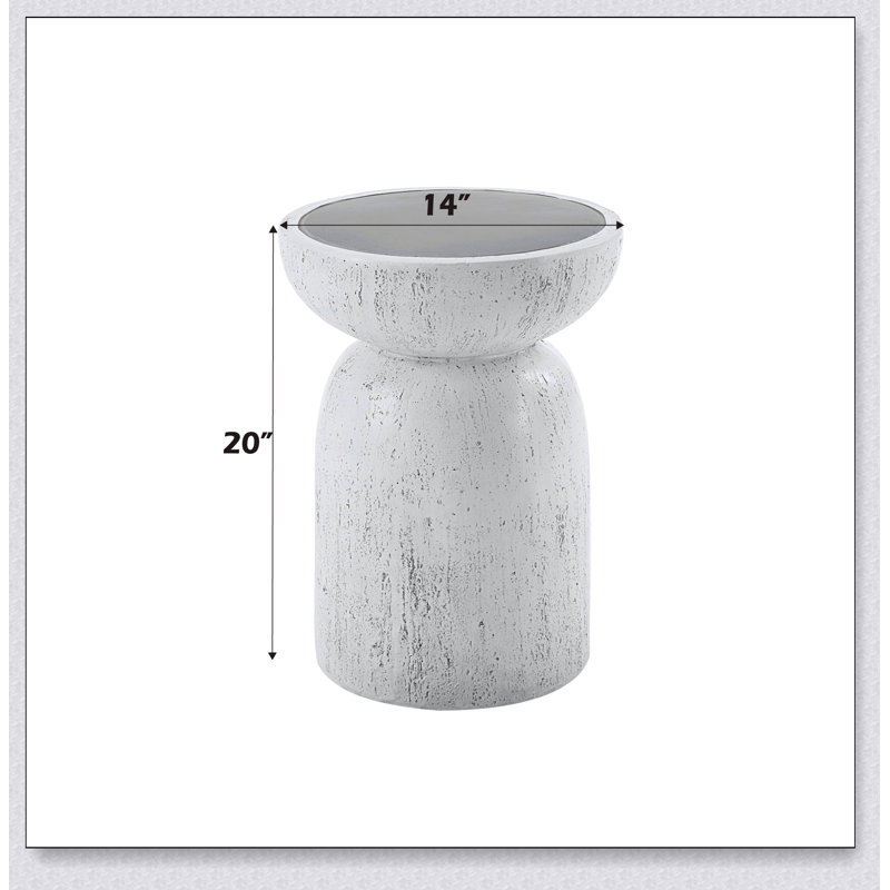 Natural Gray Finish Fiber Concrete Accent Table