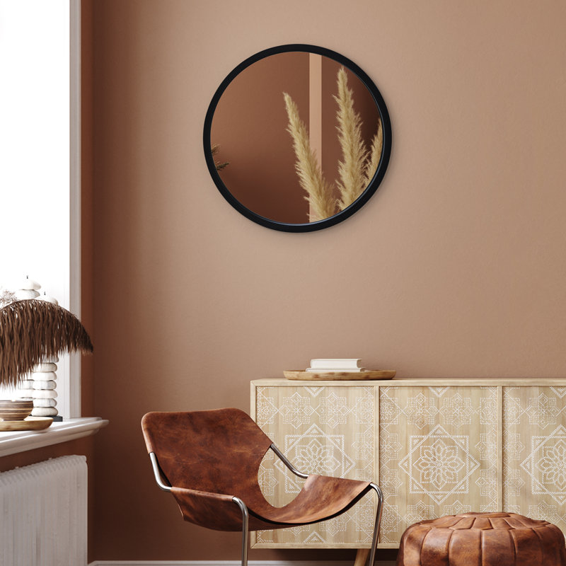Miroir rond encadré Pacquette 20 x 20 - Miroir circulaire pour salle de bain, chambre à coucher, entrée, salon, Noir
