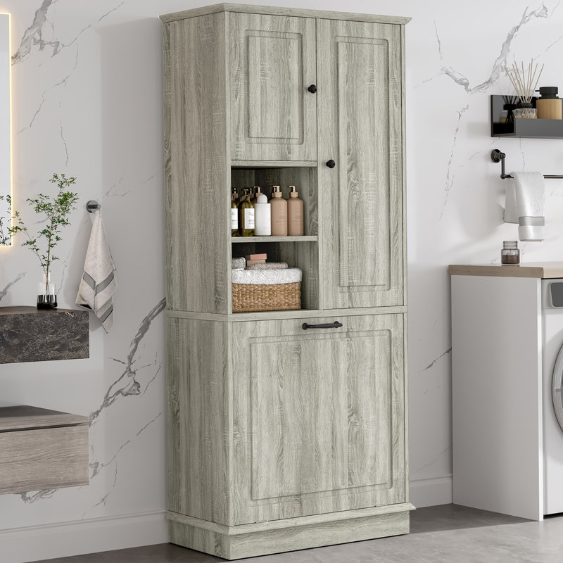 Barton 67.7'' Freestanding Bathroom Cabinet, Oak