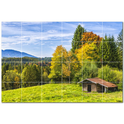 Trees Photo 12'' x 12'' Satin Ceramic Decorative Mural