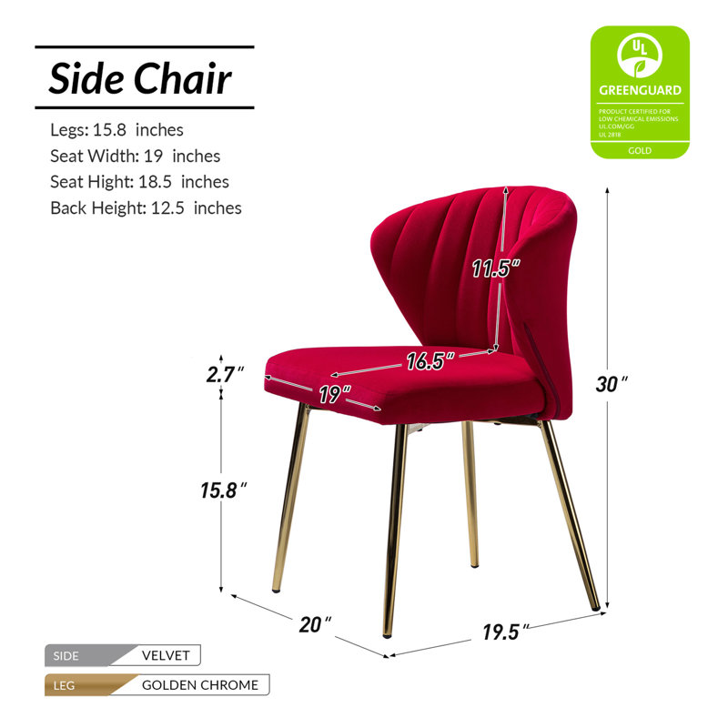 Chaise à oreilles Leona, Velours rouge