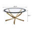 Table basse ronde avec plateau en verre et base en métal