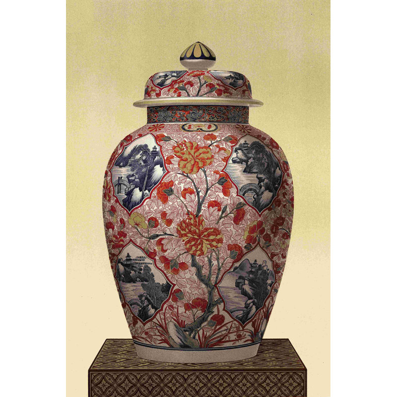 Vase oriental bleu III, H 18 po x l 12 po, Non, Toile tendue
