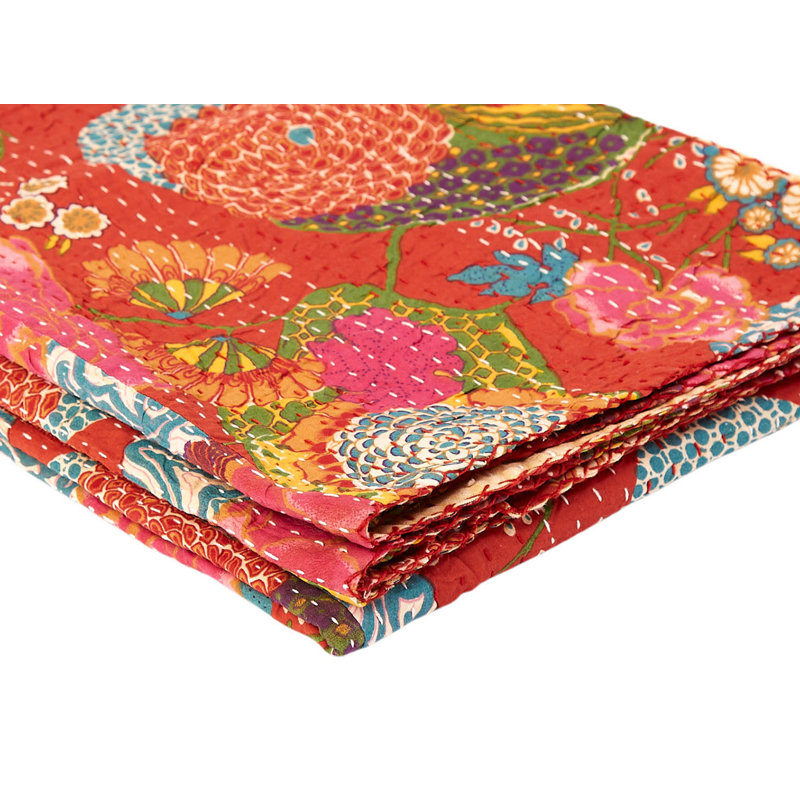 Kantha Quilted Throw Blanket
