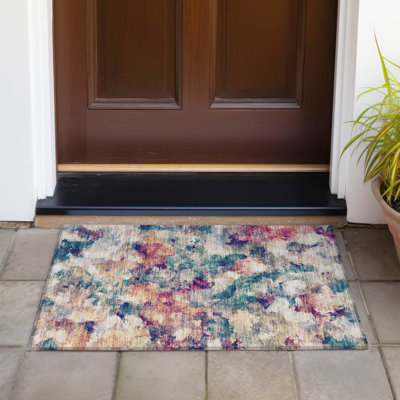 Tapis abstrait intérieur / extérieur lavable à la machine Husby ACN2203