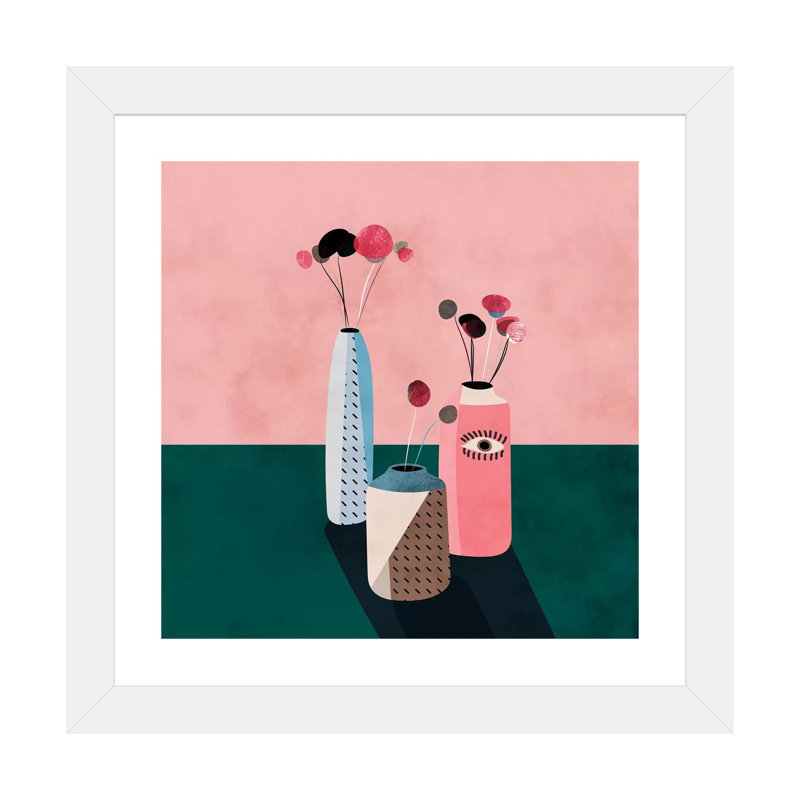 «Floral Minimal III» par Ana Rut Bré - impression d'art graphique, Blanc, H 24 po x l 24 po x p 1 po, Papier encadré blanc
