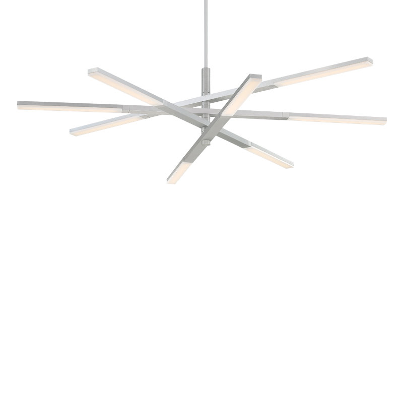 Lustre linéaire moderne Spoutnik à 8 lumières Erik, Aluminium brossé