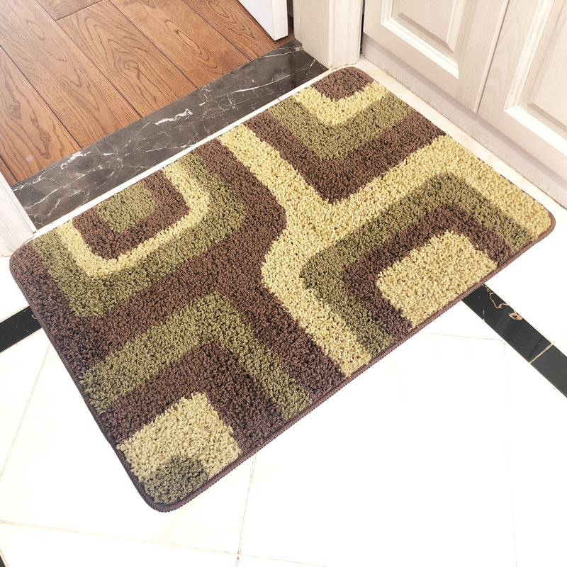 Wobna Non-Slip Geometric Indoor Doormat, Brown, 20" W x 32" L