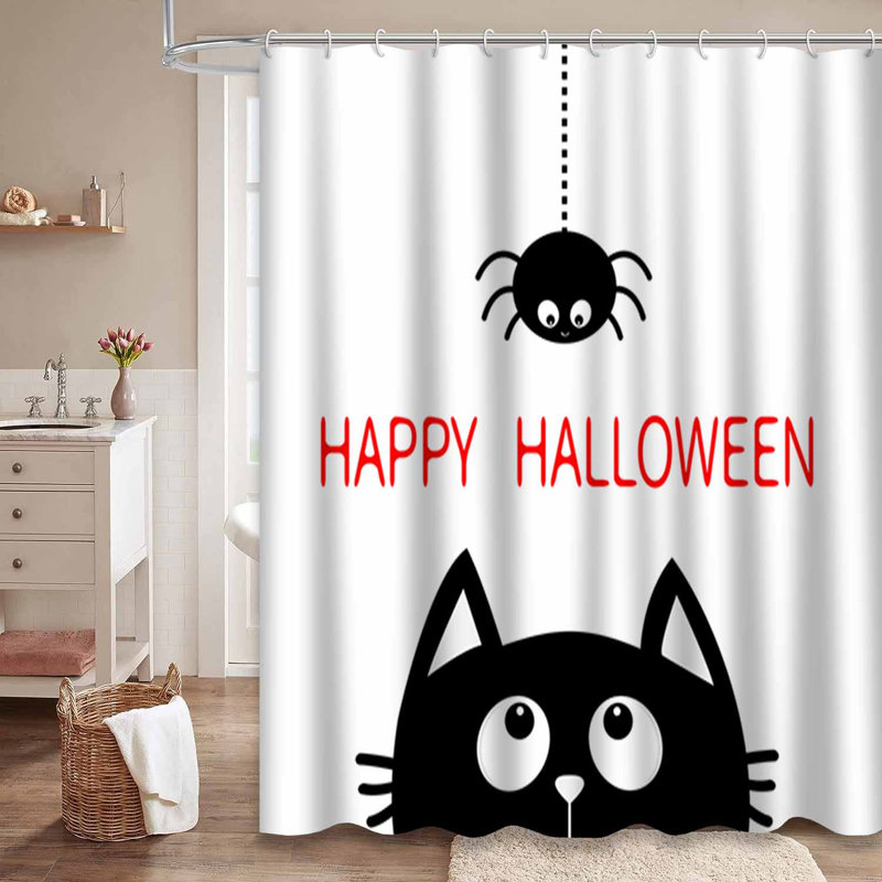 Rideau de douche avec 12 crochets Happy Halloween, L 72 po x l 72 po