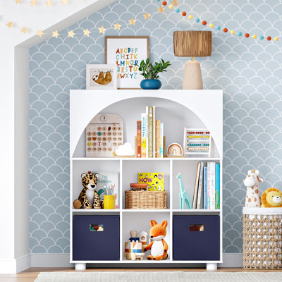 Kids Curve Appeal 35 In. 6 Cubby Bookcase With 2Pc Bins by RiverRidge Home