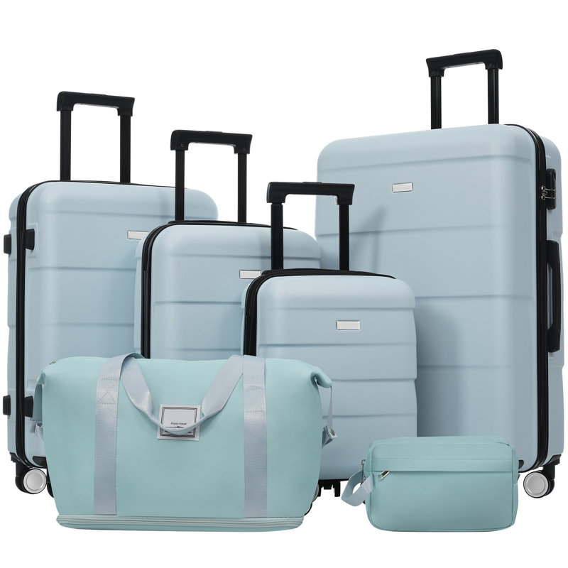 Ensembles de valises rigides 6 pièces avec 2 sacs, valise de transport avec poignée et roues pivotantes doubles verrouillables par mot de passe, bagages légers de 16 po + 20 po + 24 po + 28 po