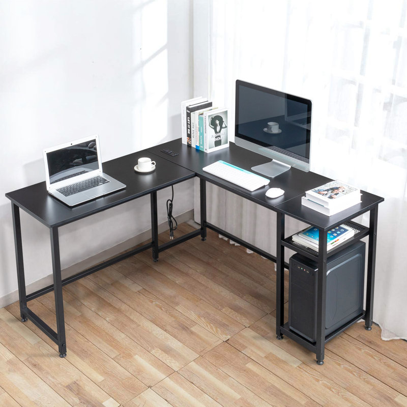 Maera Metal Base Computer Desk, Matte Black