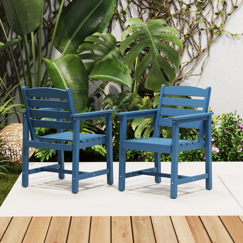 Bensley Patio Dining Chair HDPE Armchair (Set of 2), Blue