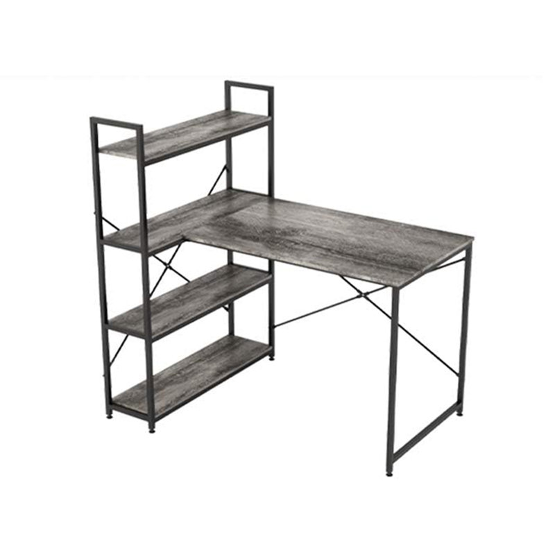 Modular L-Shaped Steel Writing Desk, Gray Oak