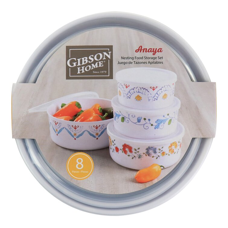 GIBSON HOME 8 Piece Anaya Round Nesting Food Storage Set