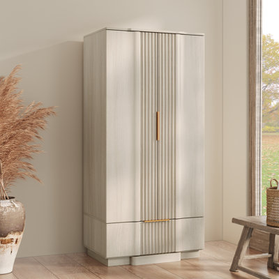 Designer Modern Minimalist Style Fluted Panel Armoire