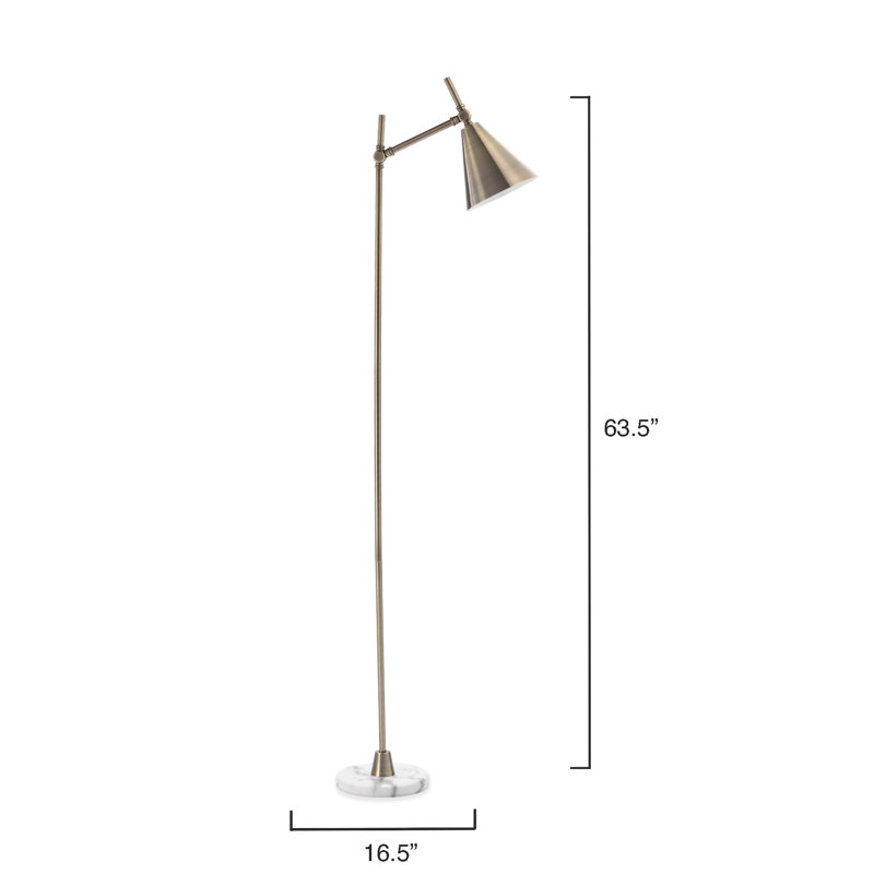 Lampe sur pied 63,5 "Kathlena, Laiton / blanc, Laiton