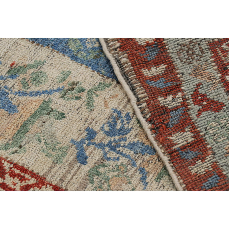 Rug & Kilim’S Classic Rug In Blue With Colorful Floral Patterns, Runner 3' x 14'