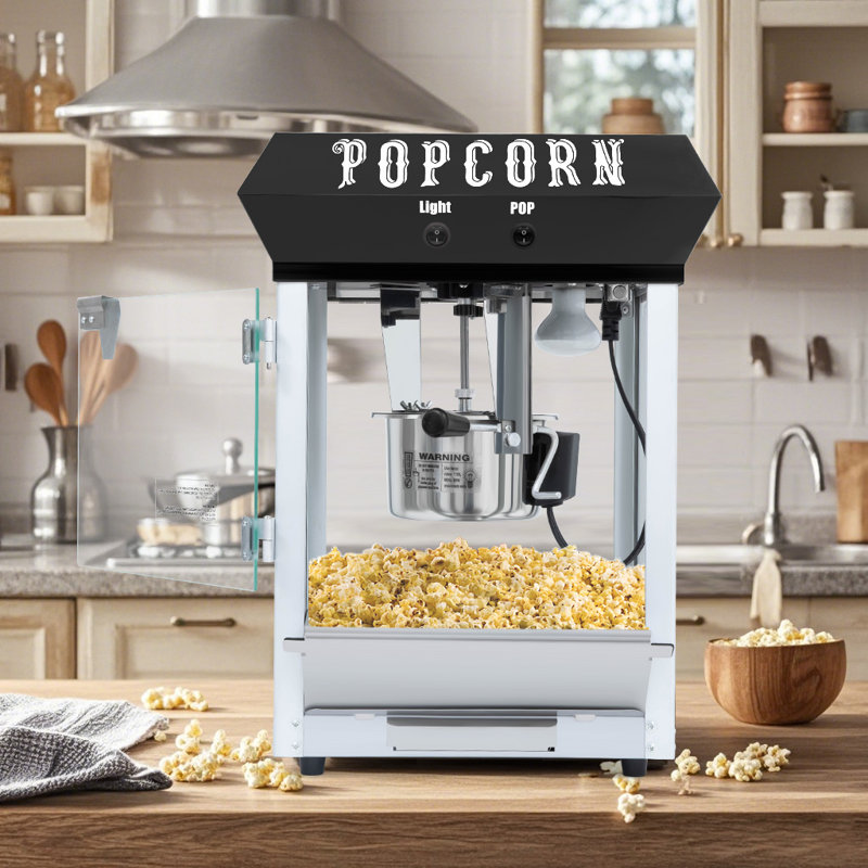 Bar Style Popcorn Machine, 6-ounce Popcorn Maker Popper, Black