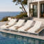 Méridiennes de patio modernes avec rangement, métal en bois d'acacia pour la piscine