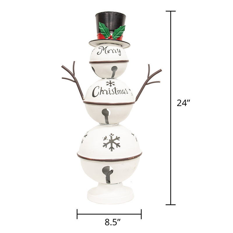 Bonhomme de neige en métal Jingle Bell, H 24 po x l 8,5 po x P 8,5 po