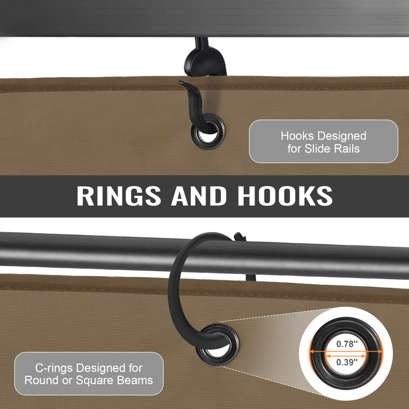 4-Panel Outdoor Gazebo Curtains, 82.7" H x 120" W120" D, Light Coffee/Coffee