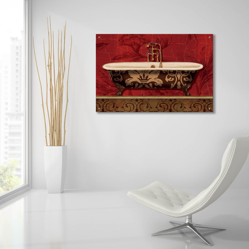 «Royal Red Bath I» par Lisa Audit, art mural en verre acrylique, H 24 po x l 36 po x P 0,2 po