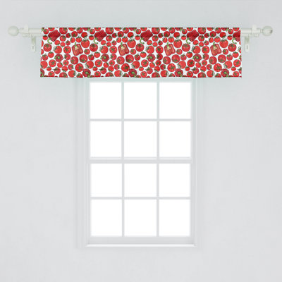 Ambesonne Food Valance Pack of 2 Red Tomatoes Peppers Pattern 54" White Scarlet and Red