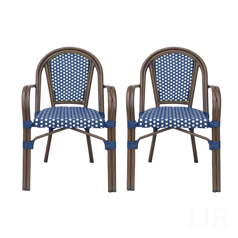Chaise BISTRO (ensemble de 2), chaise, Blanc / bleu marine / brun