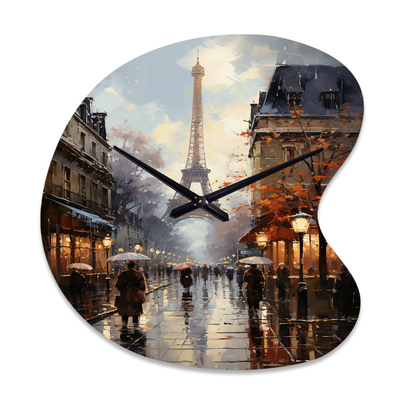 Eiffel Paris In 19 Century - Paris, horloge murale asymétrique en métal, beige, Petit