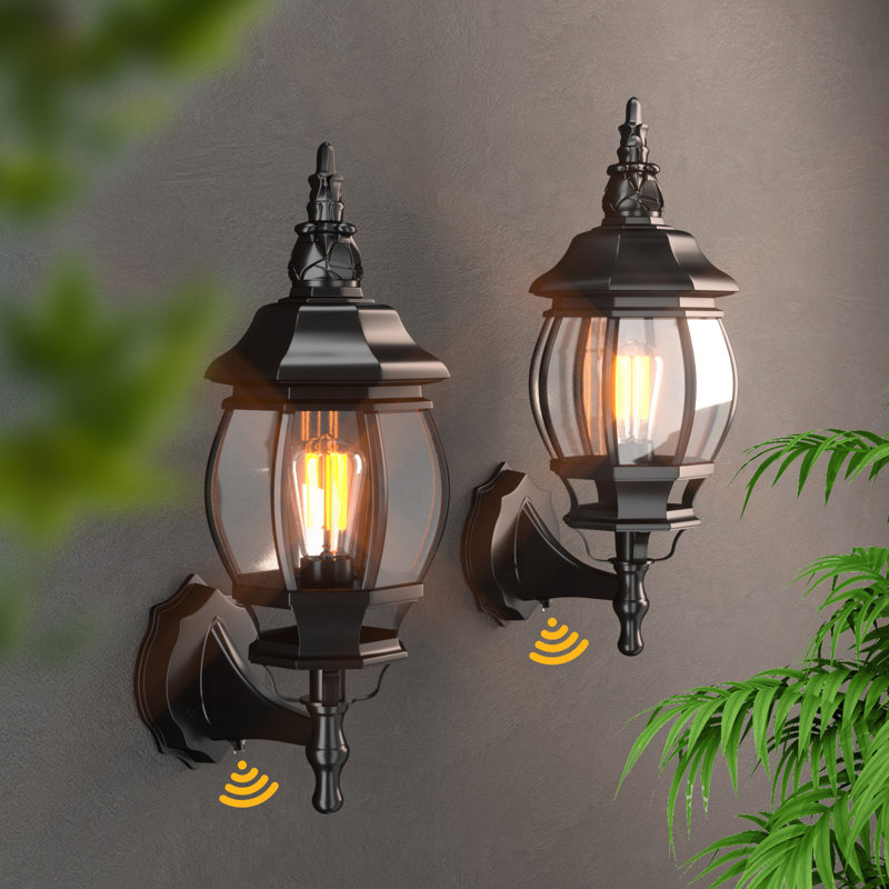  Outdoor Garage Lights Wall Mount, Dusk To Dawn Led Outdoor Lighting Wall Lanterns For Porch, Black Exterior Light Fixture, Modern Outdoor Sconce Lights, Waterproof Outside Wall Lamps(Bulb Not Include)