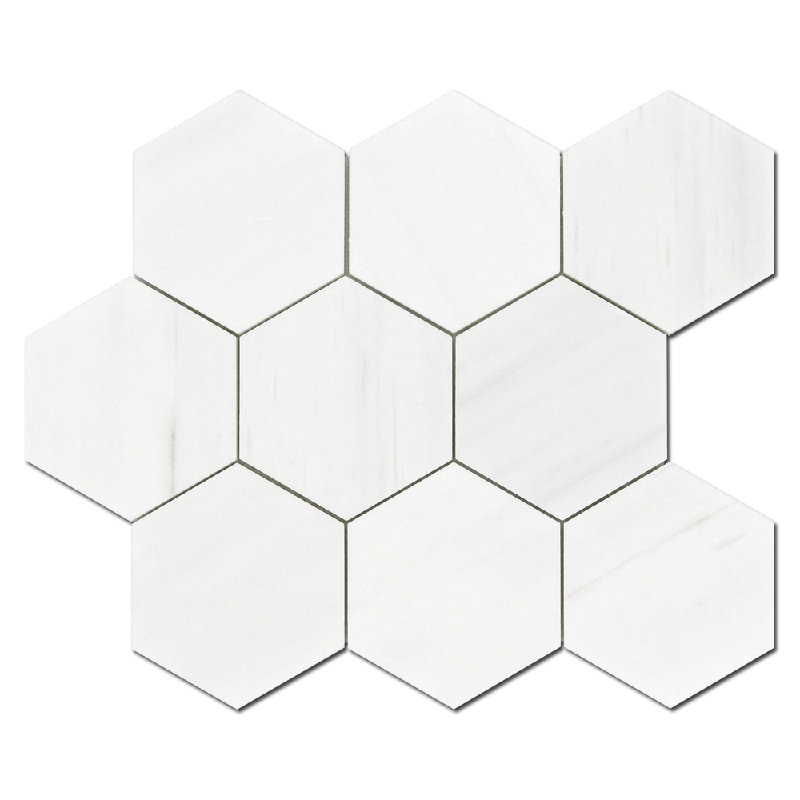 4" HONEYCOMB HONED MOSAICS, Bianco Dolomite