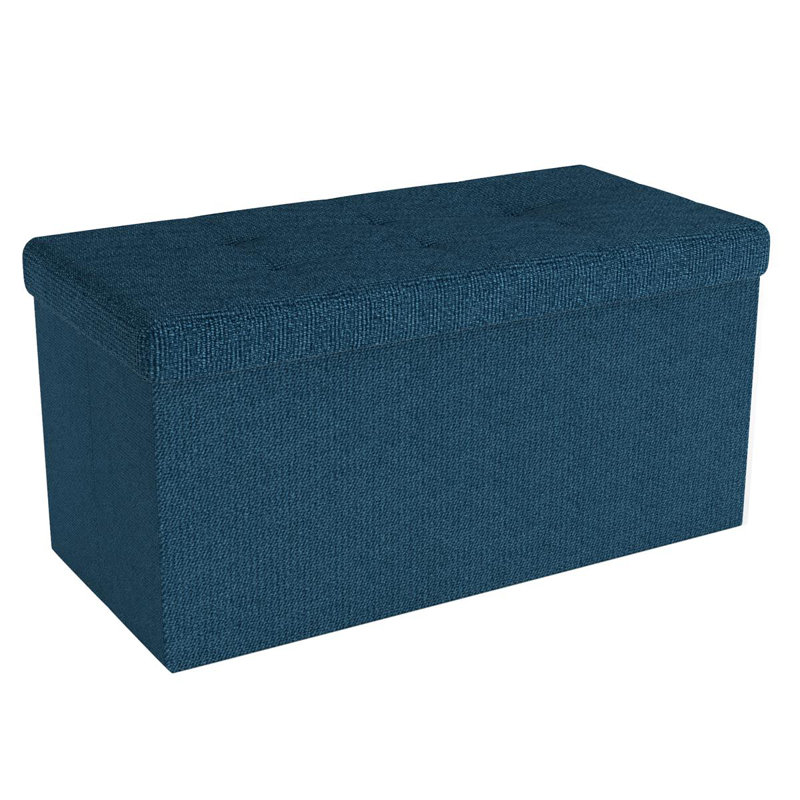 Espedito 78cm Wide Rectangle Solid Colour Ottoman with Storage, Blue