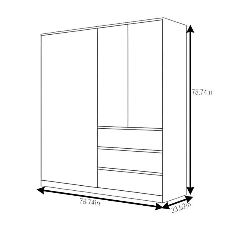 Petite garde-robe moderne et simple, H 78,74 po x l 78,74 po x P 23,62 po