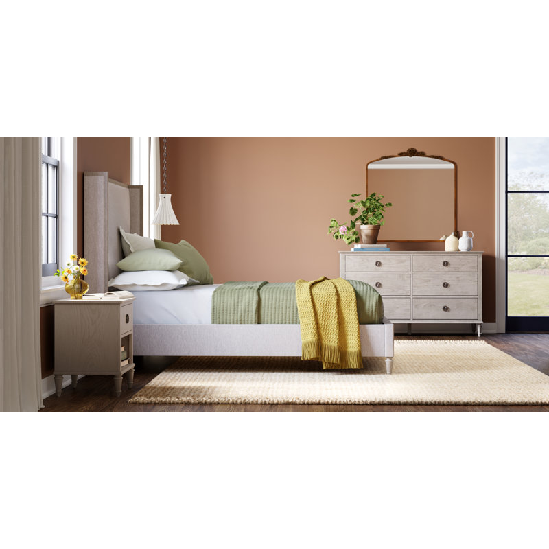 Dinora Upholstered Wingback Bed, Queen