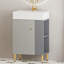Meuble-lavabo gris 24Vb06-21Mgr avec lavabo en céramique. Style contemporain élégant. Matériau en bois de qualité. Vaste espace de rangement. Facile à nettoyer et à assembler. Conception moderne et élégante. Solide.