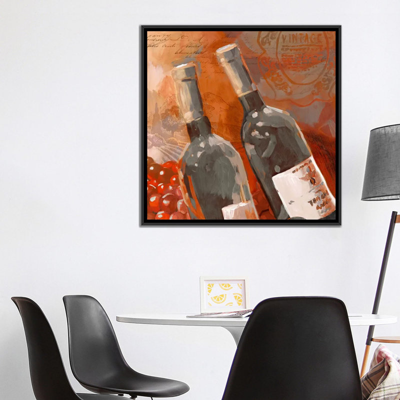 « red wine ii », reproduction d’impression sur toile, H 18 po x l 18 po x P 1,5 po, Toile avec cadre noir, Pas de tapis