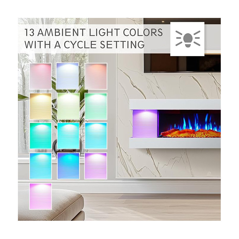 WEMBURY Stories Electric Fireplace, 41.8cm H X 112cm W X 21.6cm D