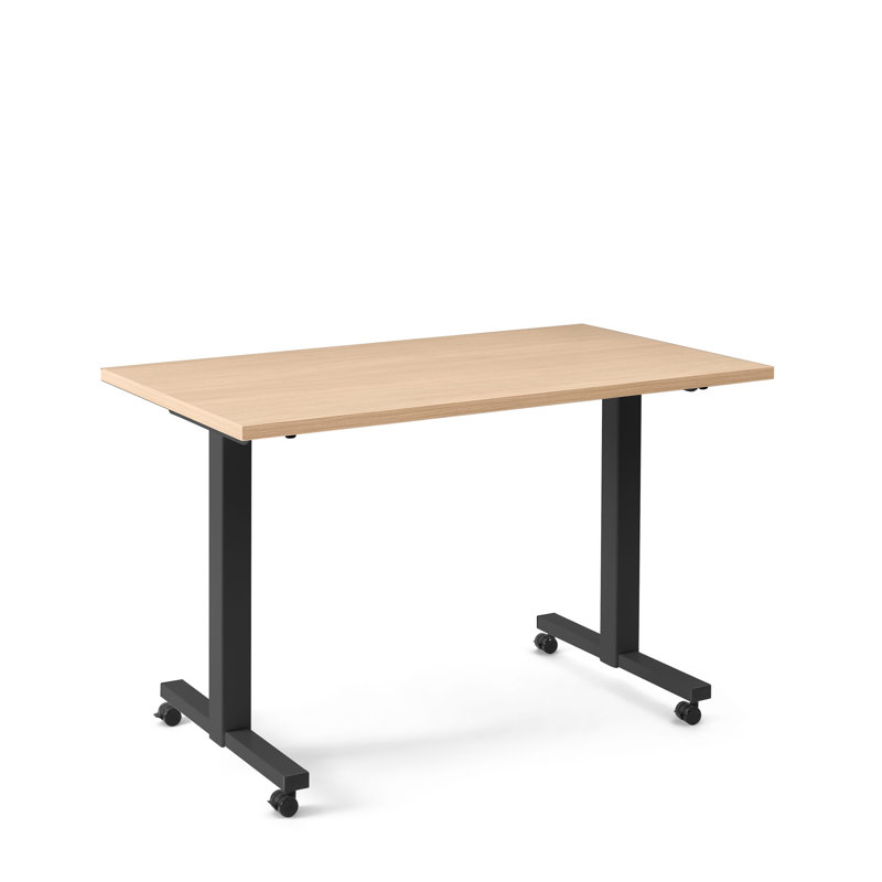 Irons Flip Top Training Table, Charcoal/Natural Oak, 29" H x 47" W x 27" D