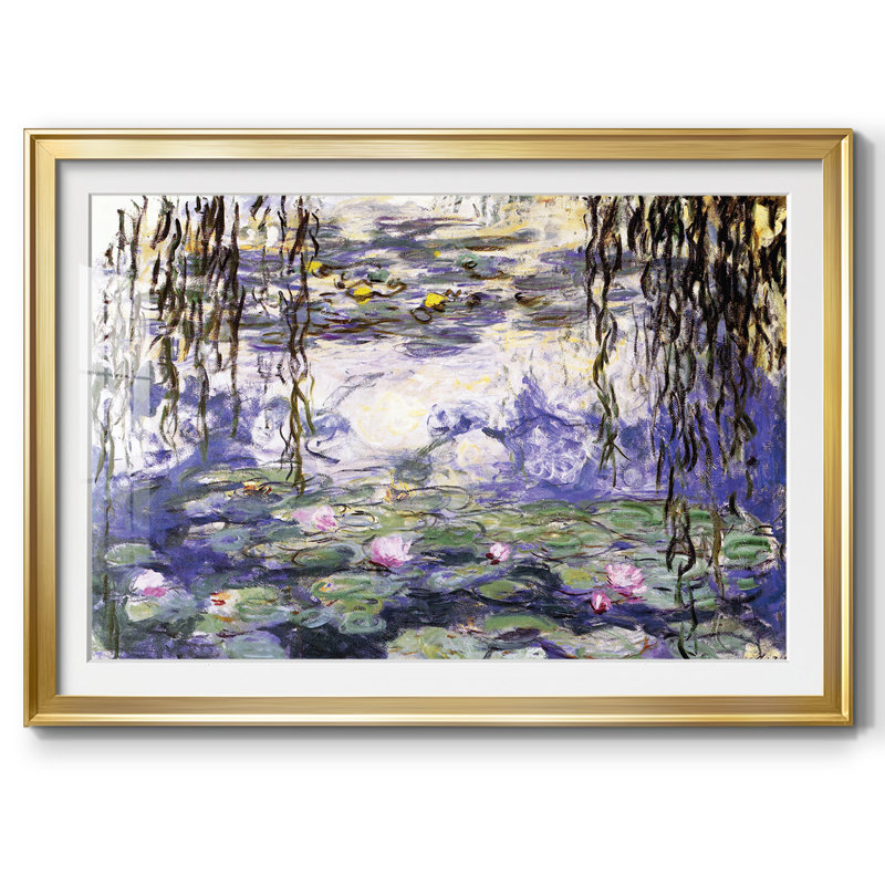 Nénuphars encadrés sur papier, Or, H 27 po x l 39 po x P 1,5 po