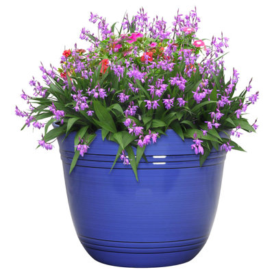 L&G 11 in. H X 14.5 in. W X 14.5 in. D X 14.5 in. D Polyresin Galileo Planter Cobalt