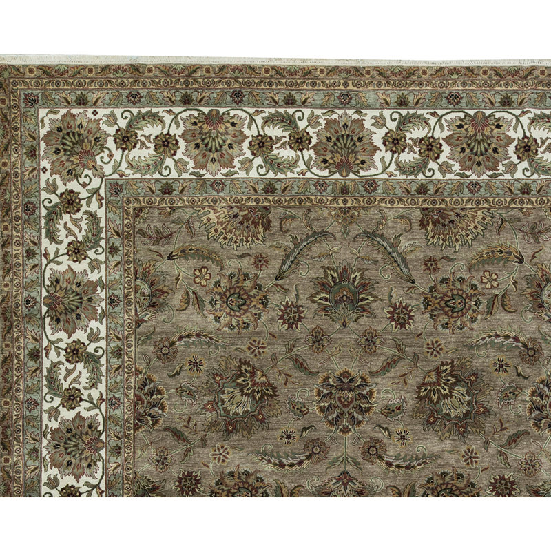 Mountain King Wool Oriental Area Rug in Gray/Ivory