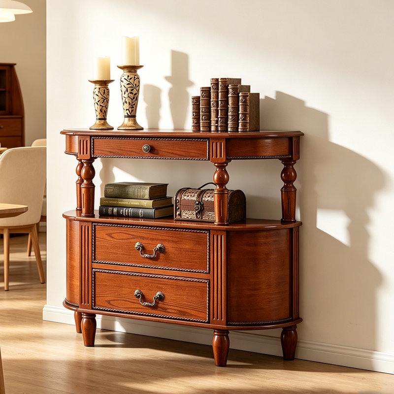 Console en bois de noyer clair, 39.37, Noyer clair