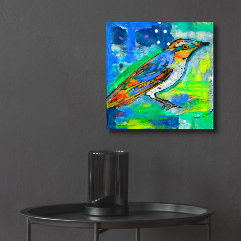 "Oiseau magique" par Wyanne, H 12 po x l 12 po x P 0,13 po