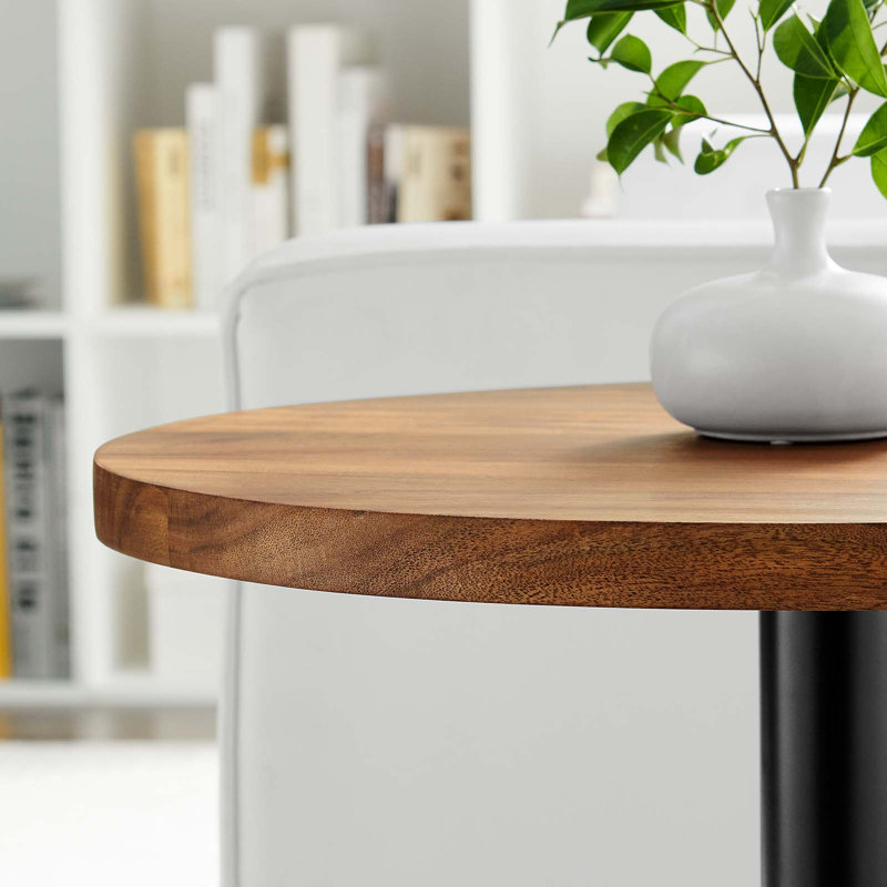 Modway Viva Pedestal End Table, Light Oak/Black