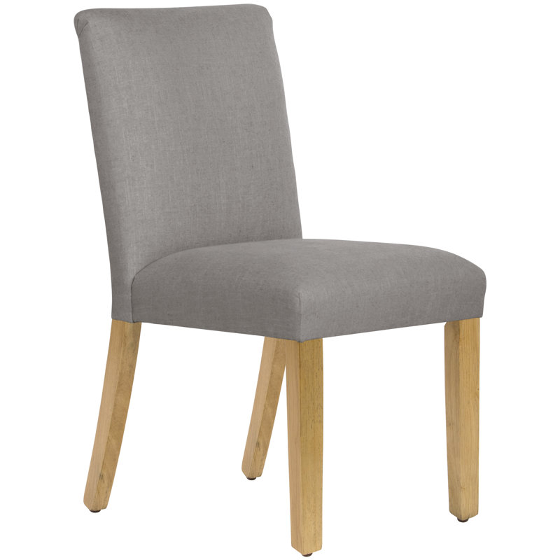 20'' H Upholstered Dining Chair, Linen Gray Linen, Ancient Stewart Red